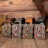 Retro Square Red Drip Oil Cowboy Casual Embossed Leather Unisex Bag
