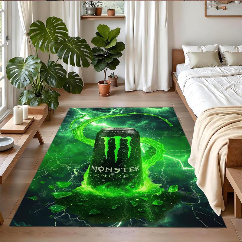 Monster Energy Druck Kristall Samt Plüsch Teppich Anti?Slip-Verschleiß?Robuster Bodenbelag Teppich für Innenbereich Haushalt Heimdekoration