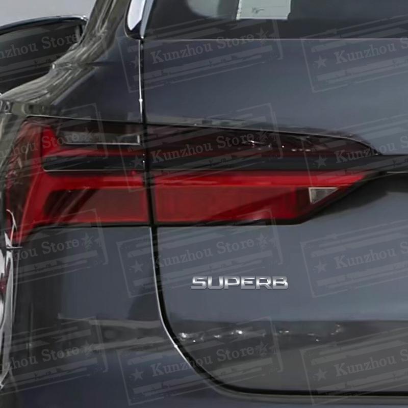 AAABV1 1PCS Metal For Skoda Octavia Yeti Rapid Kodiaq Karoq 4X4 Fabia Kamiq Superb VRS Logo Bright Silver Emblem Car Rear Trunk Sticker