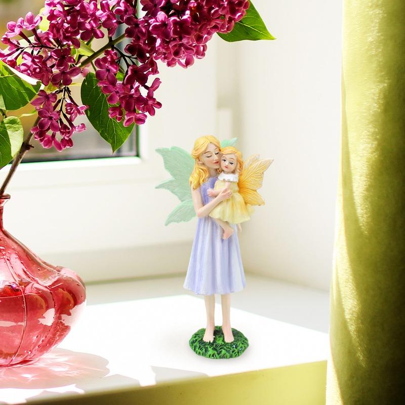 Mother and Daughter Flower Fairy Resin Ornament Creative Outdoor Courtyard Lawn Micro Landscape Flower Pot Decoration Ornament