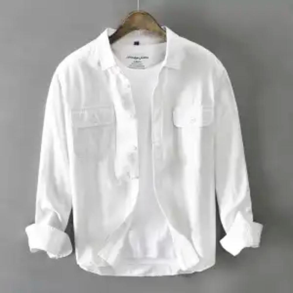 Turn-down Collar Shirts Simplicity Handsome Loose Man Casual Streetwear Button Pockets Capable Spring Summer Thin Men's Clothing