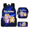 Lankybox Cartoon Pattern Backpack Shoulder Bag Pencil Case Three Piece Set