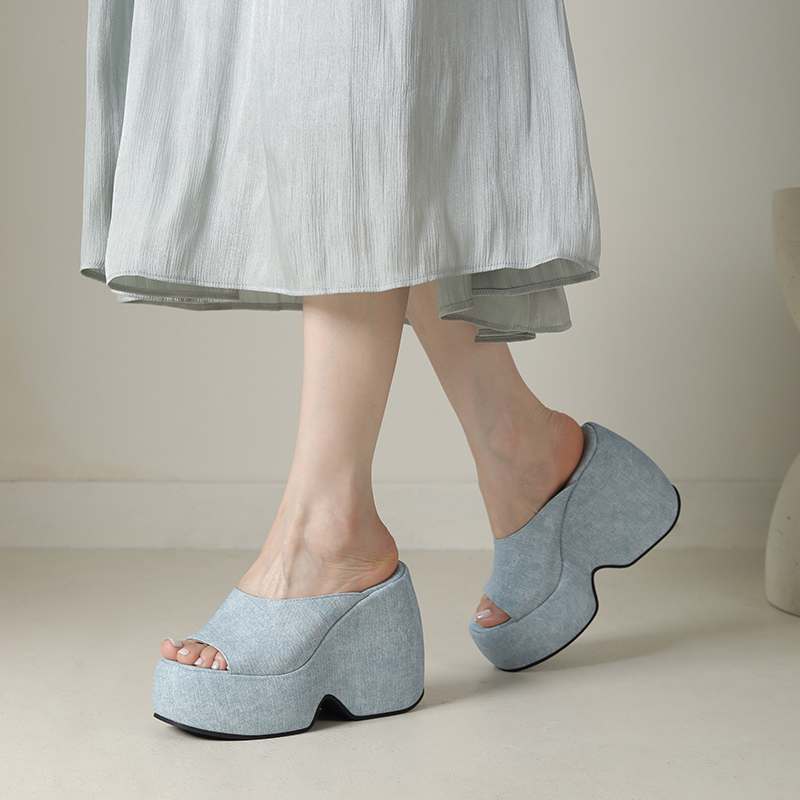 Krazing Pot Polyurethane Summer Size 43 Women Platform Super High Heels Women Peep Toe Waterproof Sandals