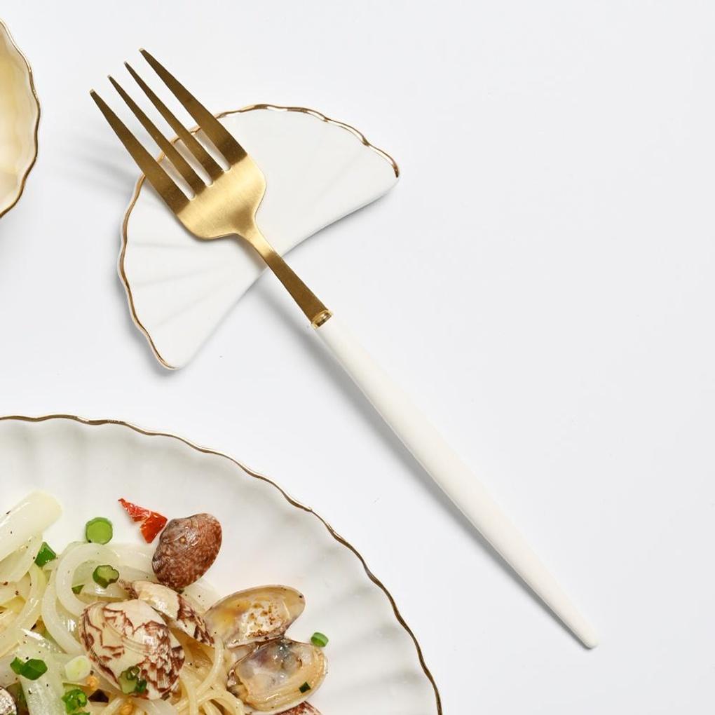 Goldrimshell Ceramic Spoon Rest
