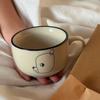 Cute Line Bear Ceramic Mug Hand-Drawn Cartoon Bear Pattern Coffee Latte Milk Cup With Handle Heat-resistant Tea Ceramic Cup