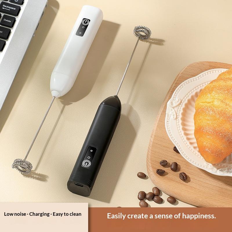 Electric Milk Frother Dual Stick Rechargeable 3-Speed Handheld Egg Beater Coffee Frother Cream Foamer Maker Type-C Rechargeable