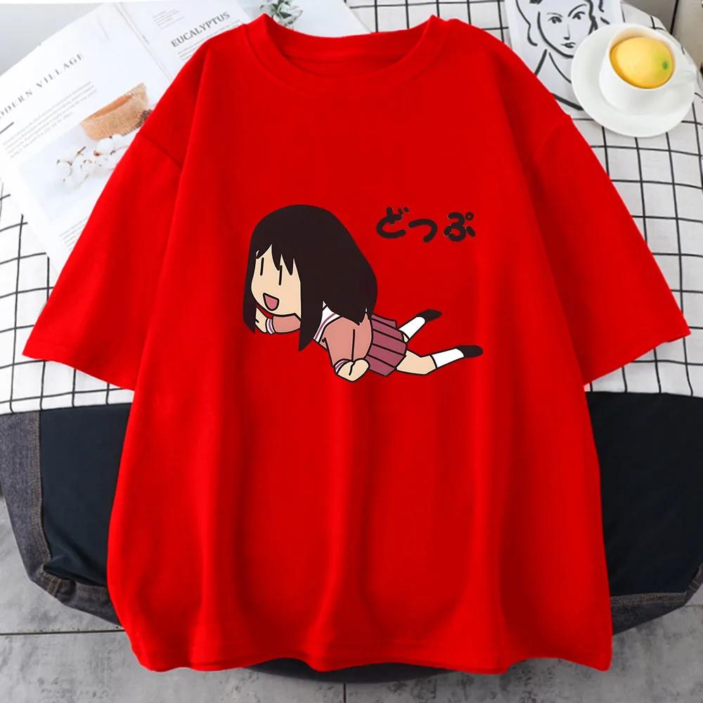 Azumanga Daioh Ayumu Kasuga Tshirts Fly Enjoy Happy Time T-shirts 100% Cotton Cartoon T Shirts Summer Tops