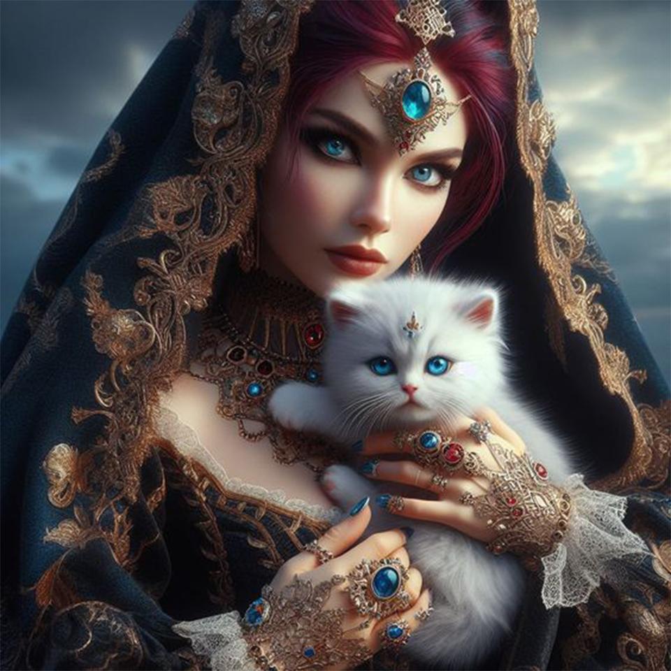 2024 New Jewelry Headwear for Women and Cats Diamond Drawing 5D DIY Art Mosaic Embroidery Cross Embroidery DecorationNew Gift