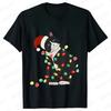 Fashion Trendy T Shirt Short Sleeve Tees for Unisex Funny Christmas Lights Cat T Shirts Female Korean Casual Streetwear Tshirt