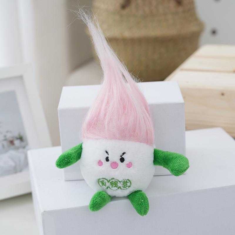 Cute Stuffed Plush Toy Doll Keychain Fluffy Adorable Animal Pendant Light Green Pink
