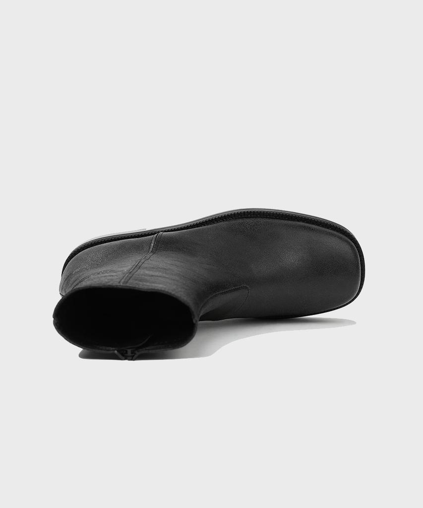 Firenze Atelier [Vibram] Nobo_Bold Shape Hidden Zip-Up Boots 3500 [Crack Black]