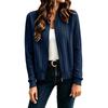 Women's Color Ribbed Zip-Up Long Sleeve Jacket for Casual Everyday Wear