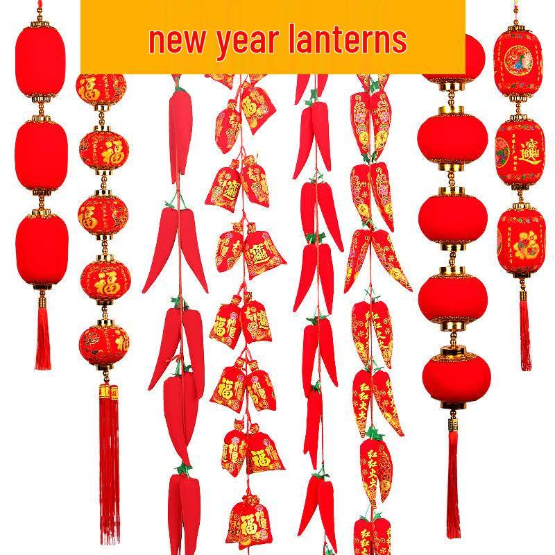 New Year Red Lantern String Decoration