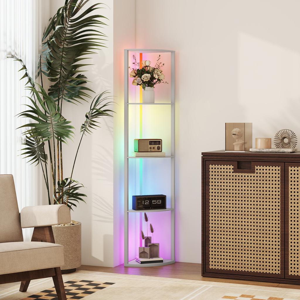 LED Stehleuchte 5-stufig dimmbar Stehleuchte mit Ablage, RGB Farbwechsel, Fernbedienung