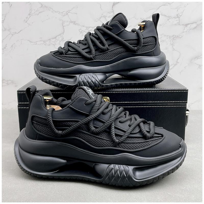 

Новые модные однотонные мужские кроссовки на толстом каблуке, повседневные дышащие спортивные туфли на платформе, дизайнерская обувь Zapatillas Hombre 38 чёрный