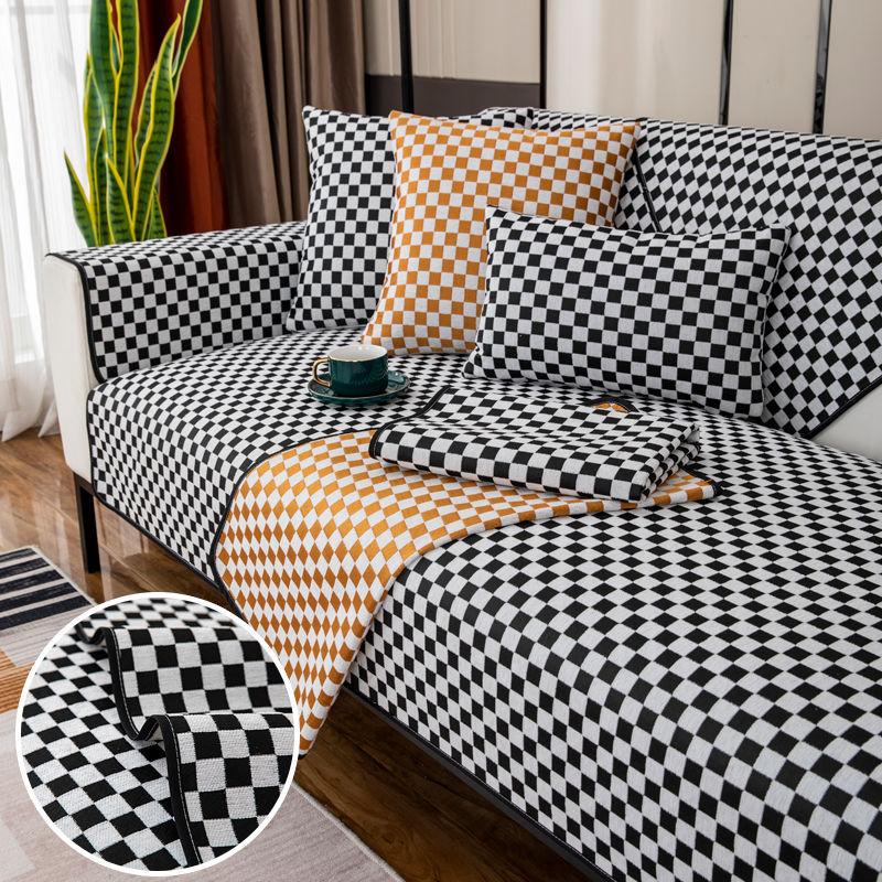 

Подушка для дивана из синели, универсальная нескользящая подушка для сиденья Four Seasons, простой современный легкий роскошный чехол для дивана, ткань с рисунком гусиные лапки 70*70cm