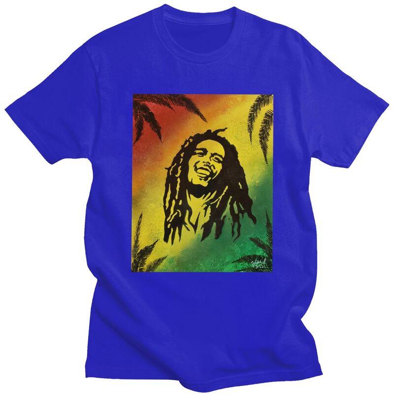 Custom Jamaica Reggae Rock Bob Marley T Shirts for Men 100 Cotton Tee Tops Tshirt Casual Tshirt Clothes