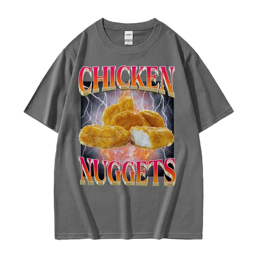 Funny Chicken Nuggets Vintage Style Meme Graphic T-shirt Men Women Hip Hop Gothic Oversized T Shirt 100% Cotton Comfort T-shirts