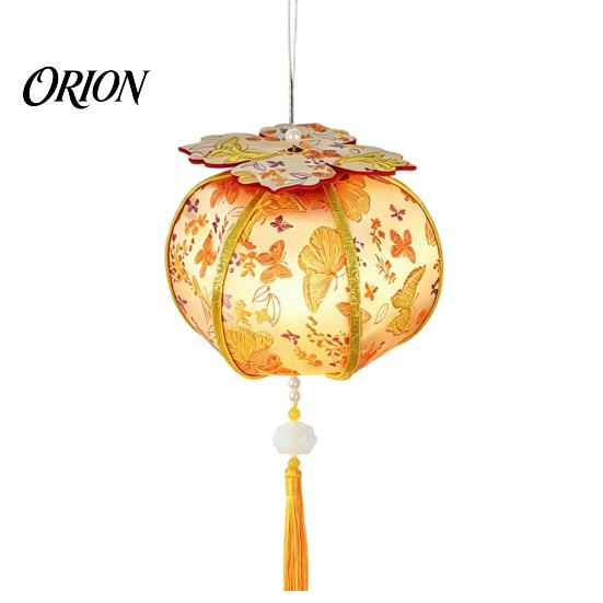 Retro Style Decorative Lantern Spring Festival DIY Material Kit, Light Up Handmade Persimmon Shaped Traditional Oriental Craft Kit with Tassel