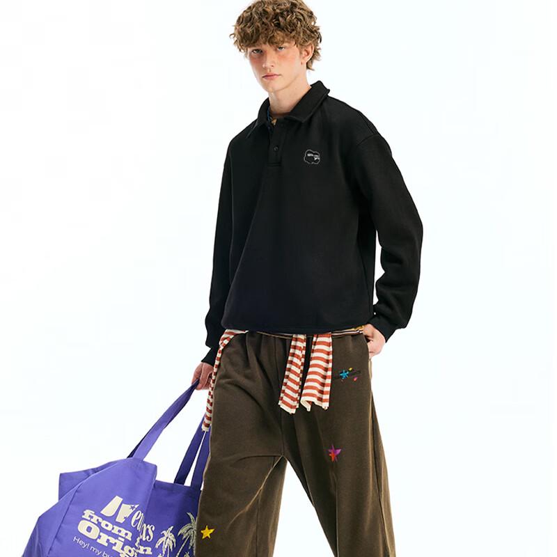 Fingercroxx IT Men's Fleece-Lined Loose Fit Lapel Sweatshirt