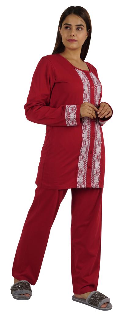 Moomaya Womens Solid 2 Pcs Nightwear Set Sleepwear Top & Pajama PJ NightSets