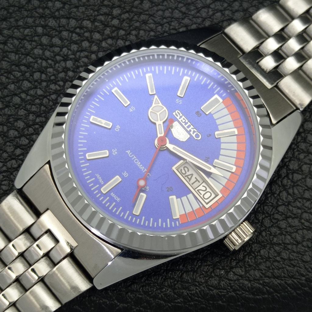 VINTAGE REFURBISHED SEIKO 5 AUTOMATIC 6309A JAPAN MENS BLUE DIAL WATCH a440717-4 Sk-a440717