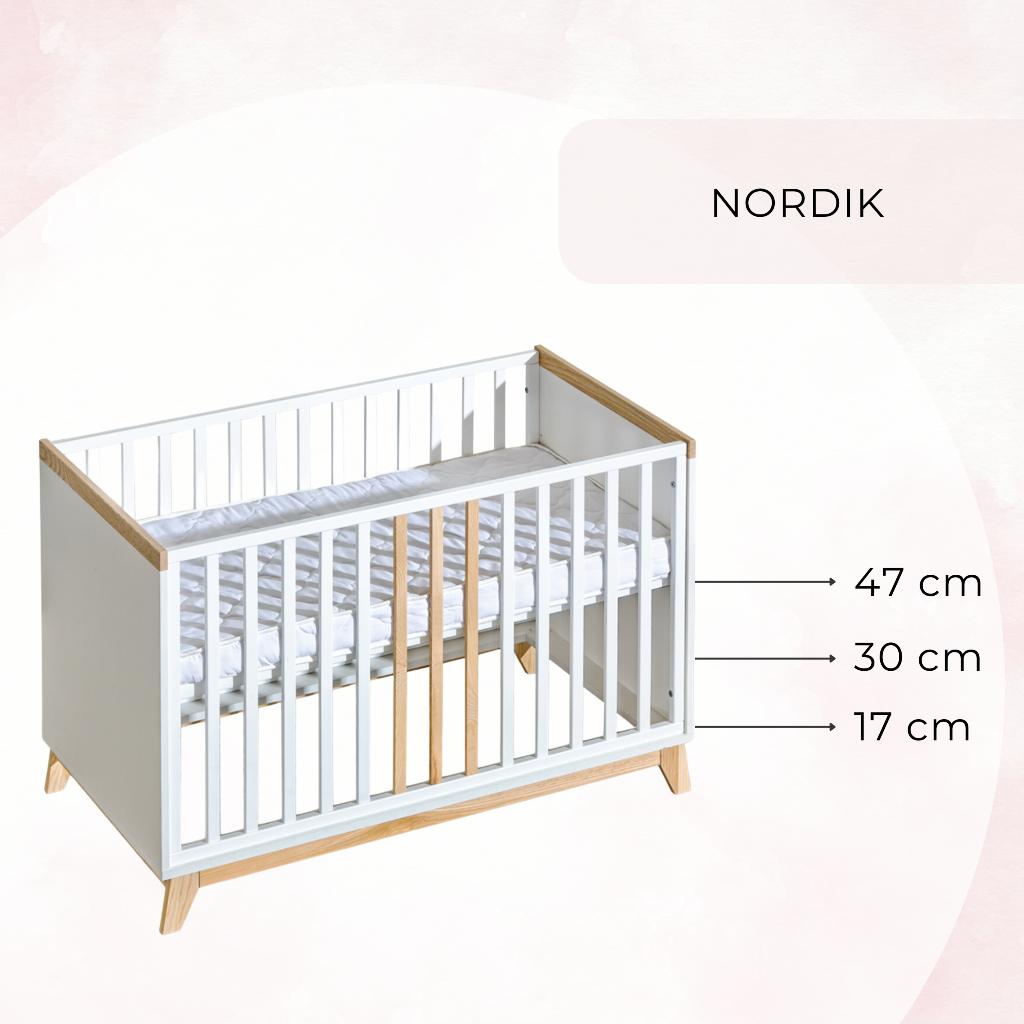 Nordic 2-in-1 Baby Cot 120x60 Cm - Wooden Bed for a Child + Barrier