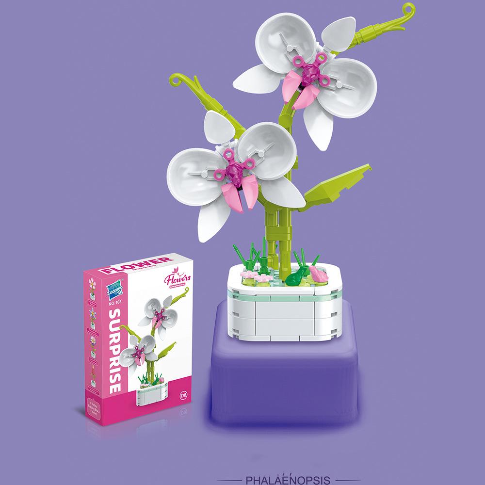 

Цветочный букет, строительный блок, модель подсолнечника, сборка, украшение, игрушки, детский рождественский подарок Butterfly orchid-140Pcs