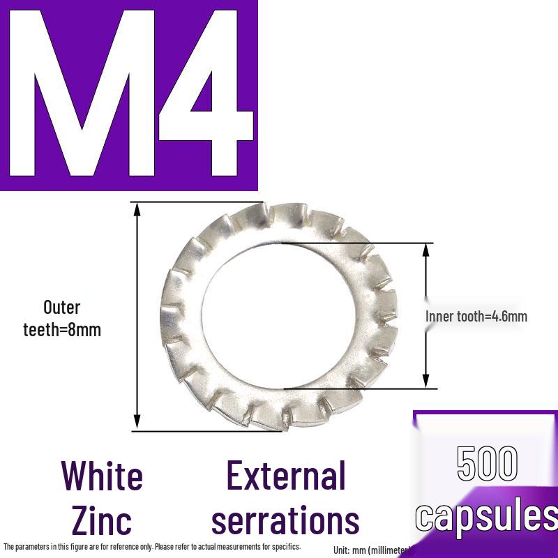 304 Stainless Steel External & Internal Tooth Lock Washer, Anti-Slip, Anti-Loosening, Size M6-M30