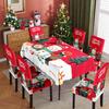 Christmas Waterproof Printed Tablecloth and Chair Covers Set Holiday Dining Decor for Home