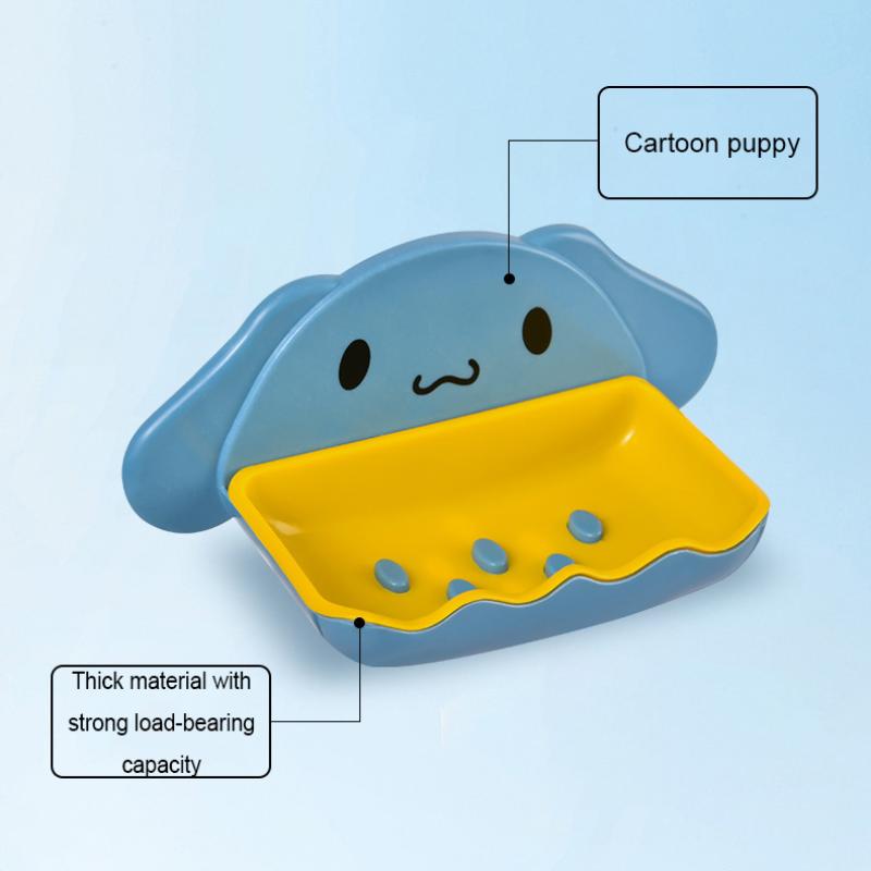 Sanrio Cartoon Whale Shaped Soap Dish Wall Mounted Double Layer Storage Rack For Bathroom Sink Countertop Organization