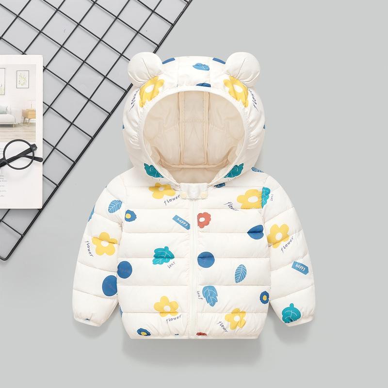 Boys and Girls Hooded Down Jacket Warm Lightweight Cotton Coat Jacket Autumn and Winter