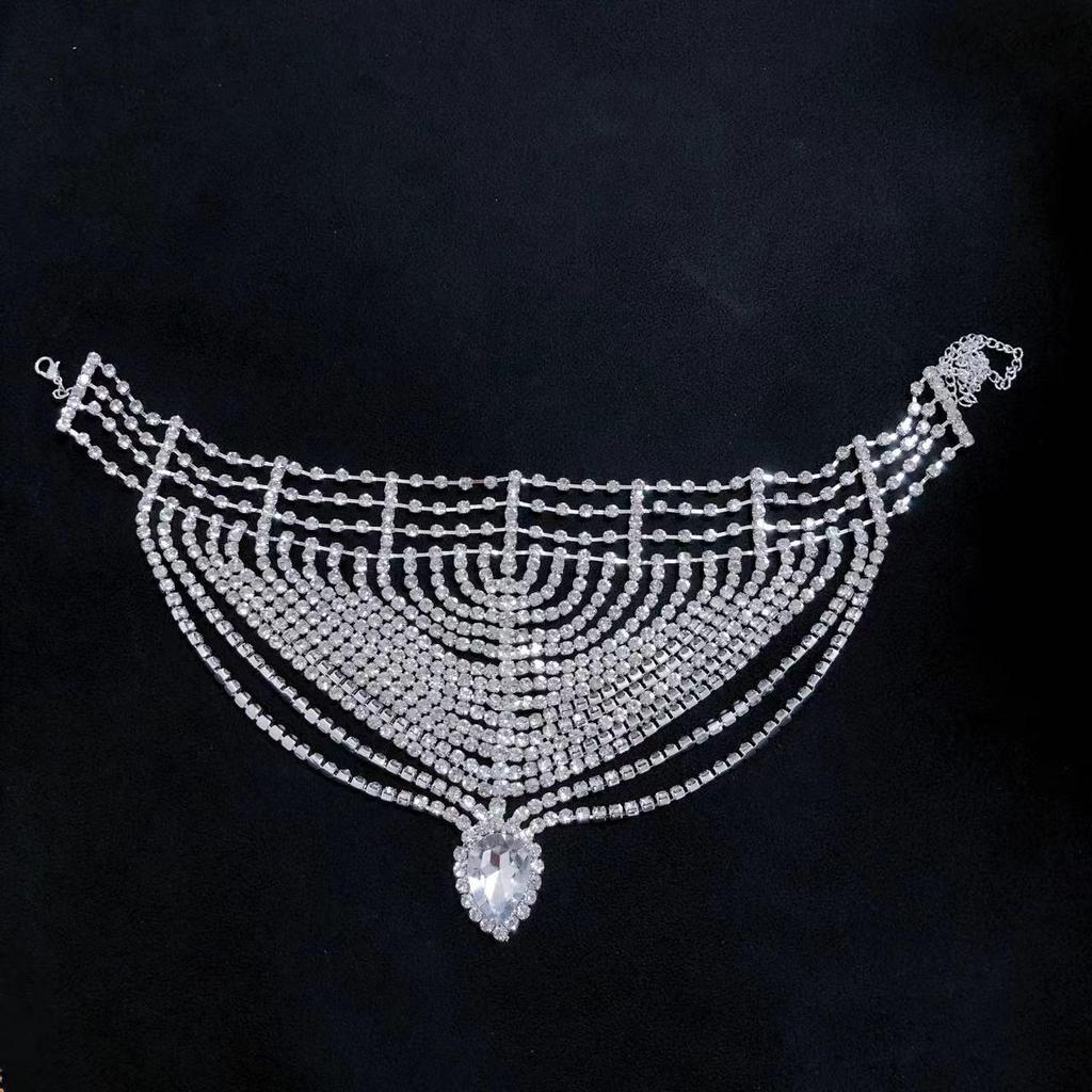 Women's European-American Rhinestone Tassel Necklace: Bold, Multi-layered, Fashion Statement