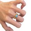 Vintage turquoise rings for women exquisite and simple light luxury fashion Zircon inlay blue glossy ring fine Zircon