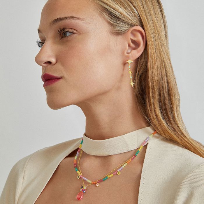 Collier - Ruane - Argent 925 - Zircon Multicolore - Or Jaune 18K