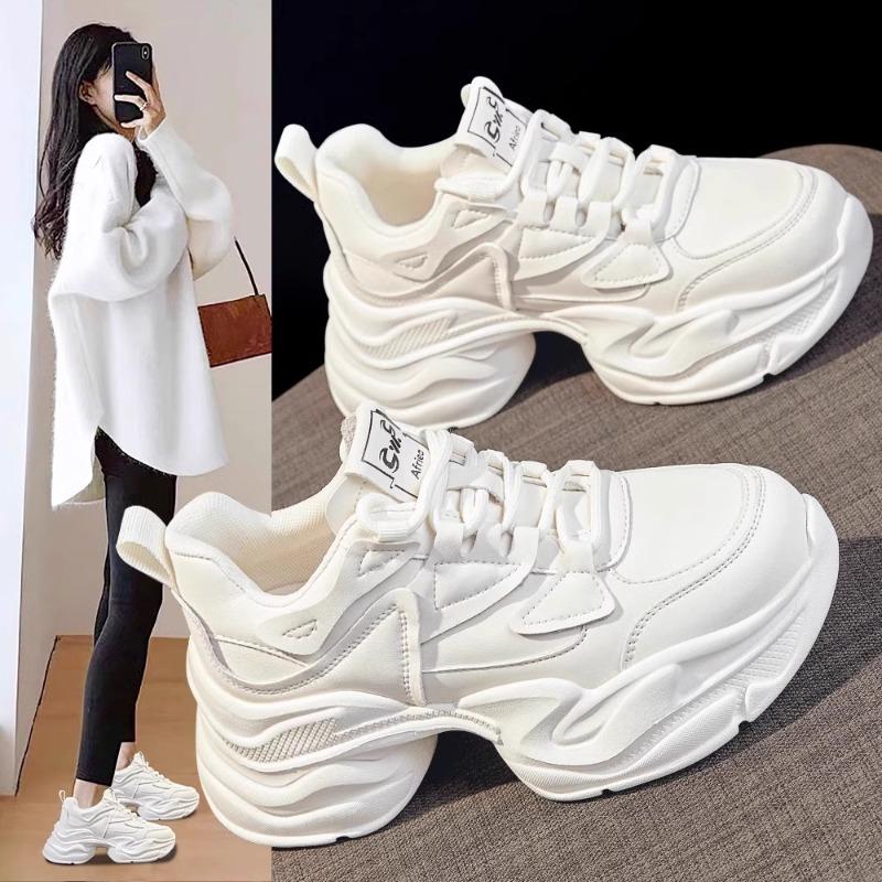 Leder Dicksohlige Erhöhende Kleine Papa Schuhe Damenschuhe Frühling und Sommer Neu Leichte Lässige Sportschuhe Damen