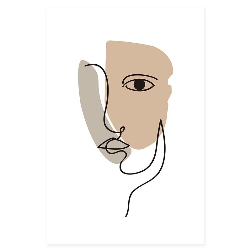 Abstract Boho Mountain Face Line Geometry Wall Art Picture Minimalist Canvas Painting Print Poster ForLiving Room Interior Decor