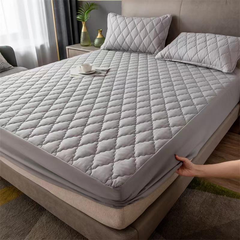 Solid Color Waterproof Mattress Cover King Queen Size Anti-mites Soft Comfortable Bed Cover Not Including Pillowcase