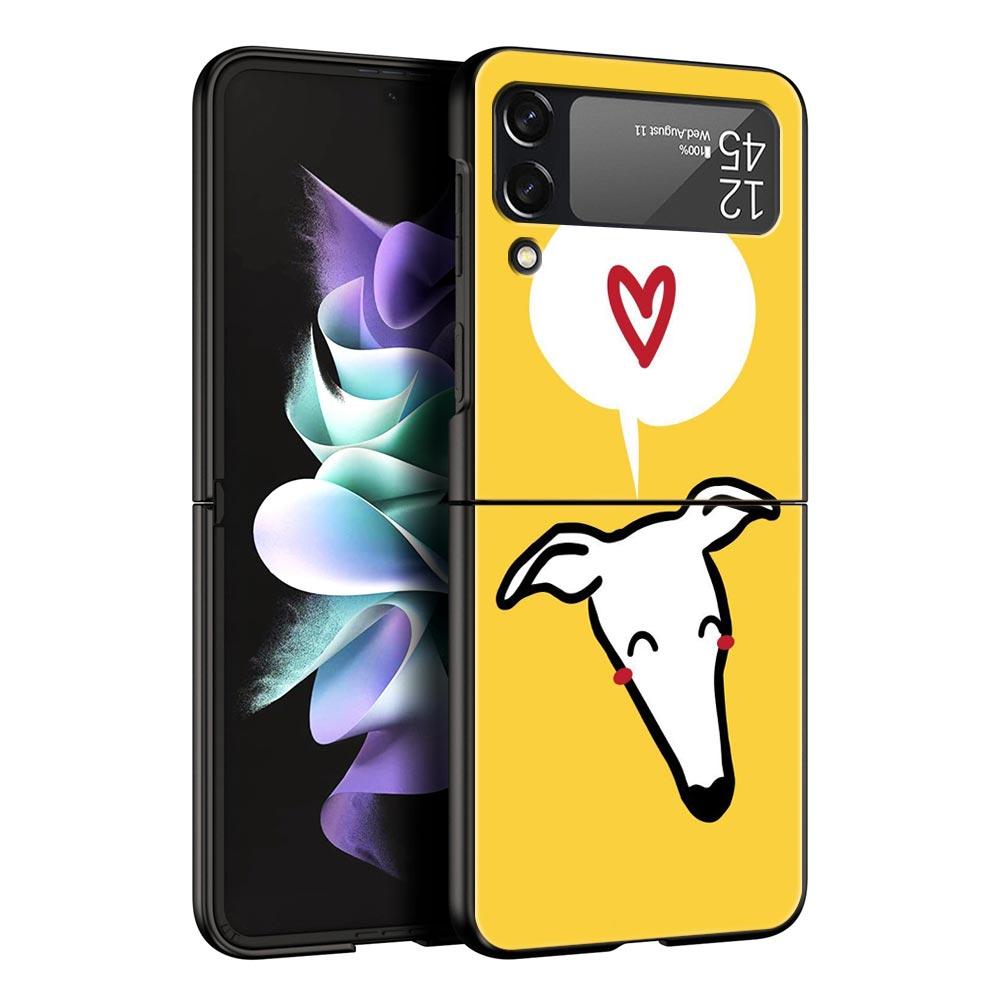 

Phone Case for Samsung Galaxy Z Flip 3 4 5 6 7 Folding Black Shell For Samsung Z Flip4 Flip5 PC Hard Cover Galgo Greyhound Dog Galaxy Z Flip4