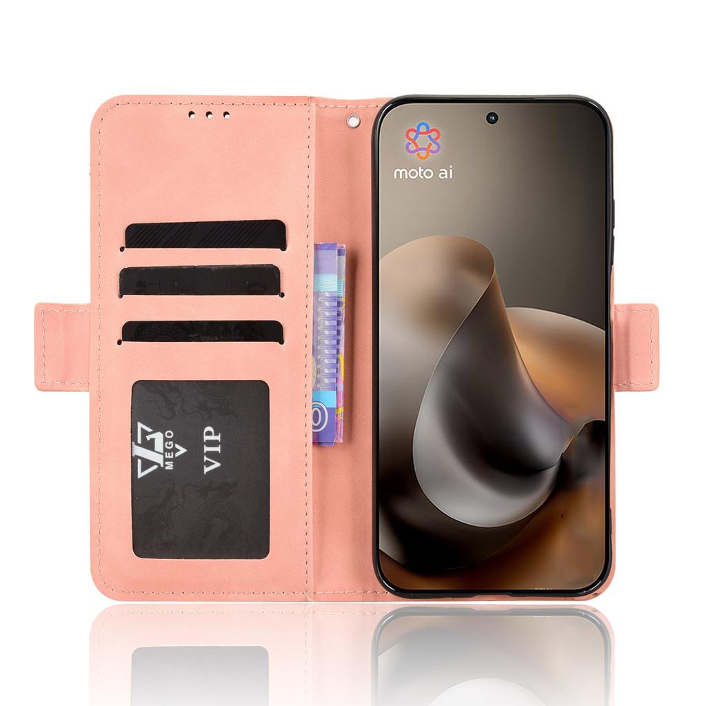 Wallet Case for Moto G67 5G - Leather/PU, Pink, With Card Holder