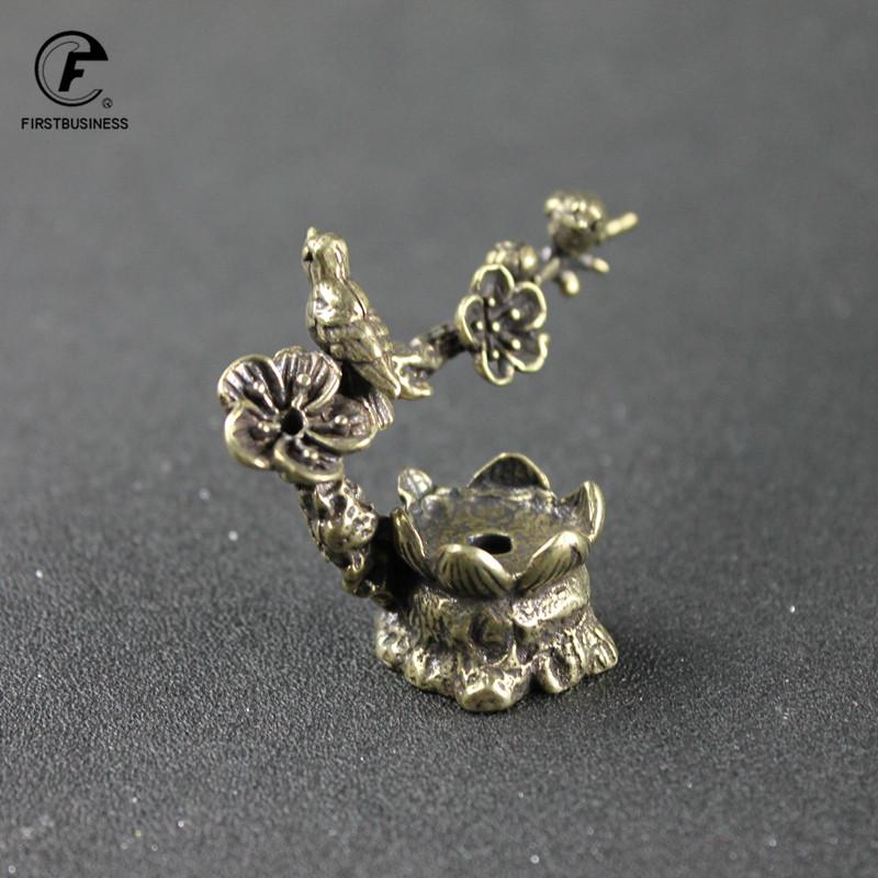 Pure Copper Plum Tree Happy Magpie Bird Miniature Ornaments Antique Brass Cuckoo Figurine Tea Table Decorations Desk Decor Craft