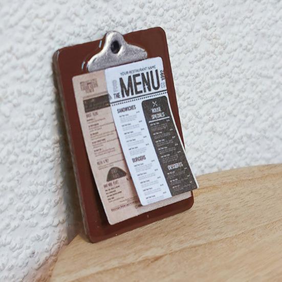 Miniature Menu Board Mini Clip Board with Menu Card Doll Accessory for 1/6 1/12 Doll Mansion Cafe Restaurant Scene