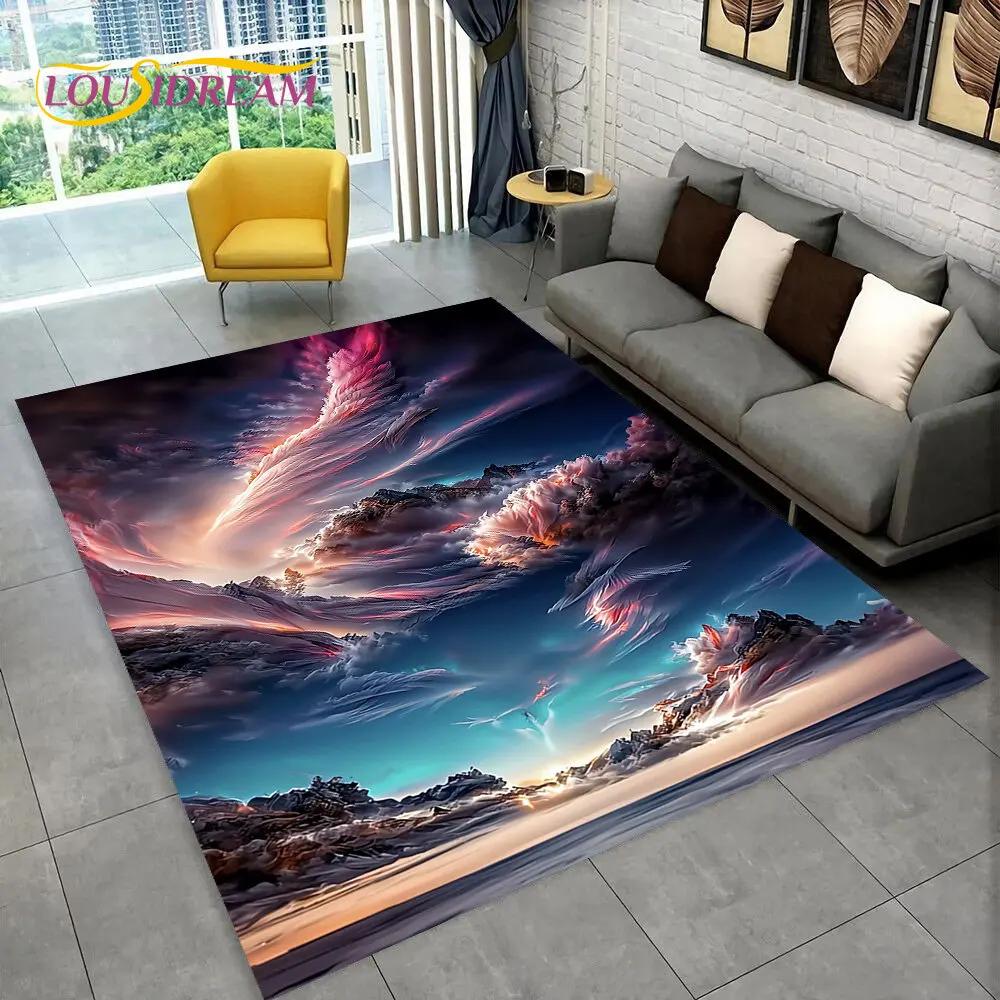 3D Natural ,Tornado, Cloud Twister Area Rug Large,Carpet Rug for Living Room Bedroom Sofa Doormat Decoration, Non-slip Floor Mat