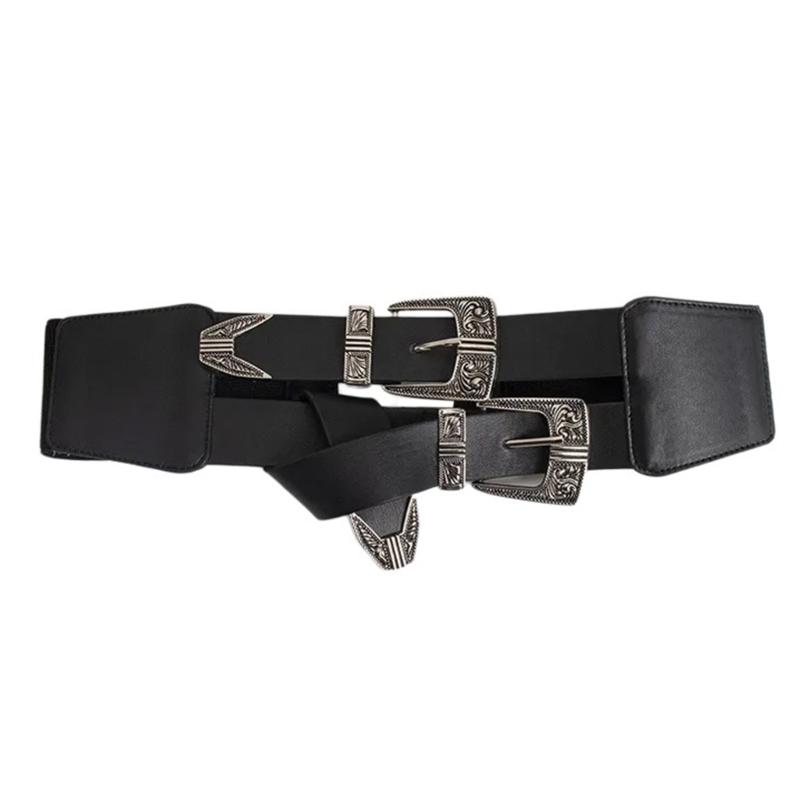 PU Waist Belt with Embossed Pin Buckle Adjust Length Waist Belt Woman Girls Jeans Dresses Skirt Coat Decors Waistband