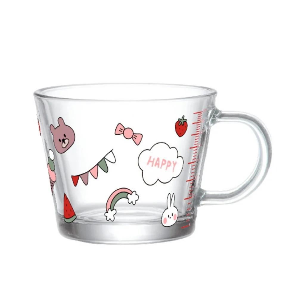 Small Fresh Floral Mouthed Glass Handle Cup