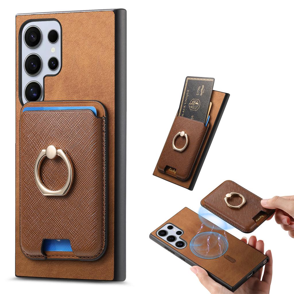 2 in 1 Detachable Cards Solt Wallet Leather Ring Holder Case For Samsung Galaxy S25 Ultra S24 FE S23 Plus A16 A55 A15 A56 Cover