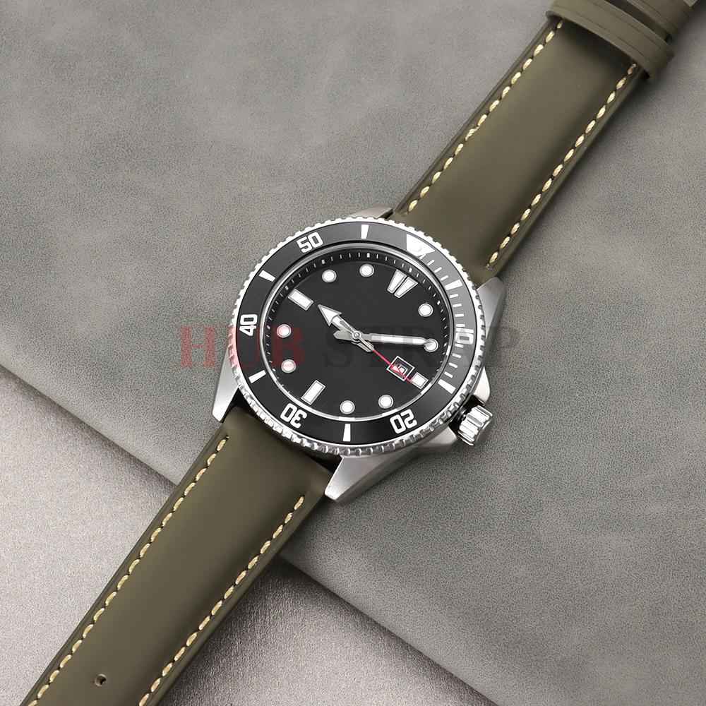 18mm 20mm 22mm Genuine Calfskin Leather Watchband Business for Omega Watch Band for Seiko Butterfly Buckle Stitching Brown Strap