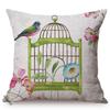 Nordic Water Color Birdcage Birds Sofa Decoration Throw Pillow Case Plum Blossom Garden Cotton Linen Print Cushion Cover Cojines
