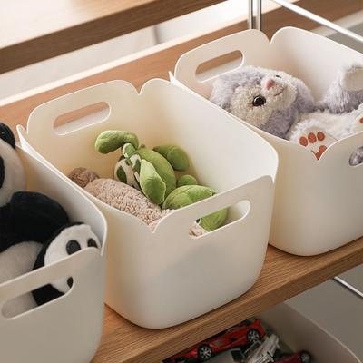 Household Plastic Desktop Storage Box High-capacity with Handle Clutter Organizer Box Sorting Storage Basket Kitchen Bathroom