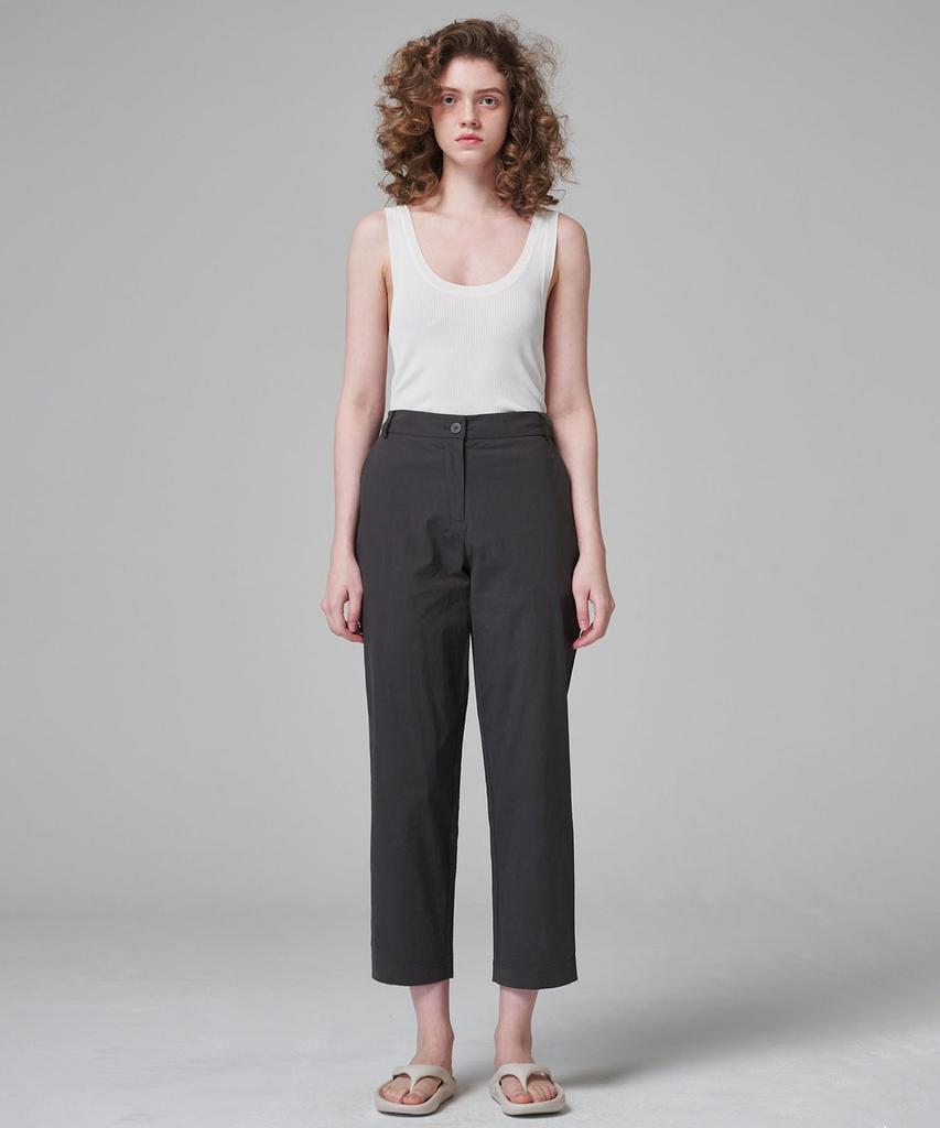 MALOUPE 2124 Summer Crop Lightweight Cotton Pants (Dark Gray)